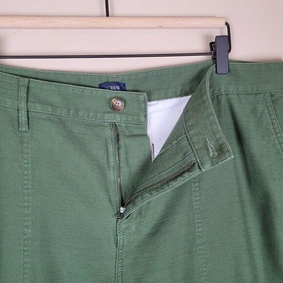 J. Crew Size 18 Cotton Camp Pants High Rise Crop Utility Green - Picture 7 of 10
